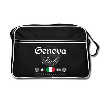 Genua Italien Streetwear Reise Souvenir - Retro Tasche - Schwarz/Weiß - Vorne