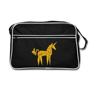 Origami Unicorn - Retro Bag - black/white - Front