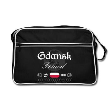 Danzig Polen Streetwear Reise Souvenir - Retro Tasche - Schwarz/Weiß - Vorne