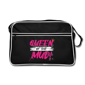 Queen of the mud Schlammlauf Mud Run Muddy Race - Retro Bag - black/white - Front