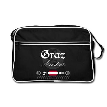 Graz Österreich Streetwear Reise Souvenir - Retro Tasche - Schwarz/Weiß - Vorne