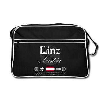 Linz Austria Streetwear Travel Souvenir - Retro Bag - black/white - Front