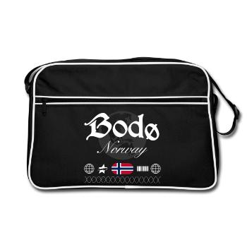 Bodø Norway Streetwear Travel Souvenir - Retro Bag - black/white - Front