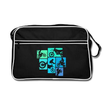 Dirt Bike Motocross Enduro Motorrad Kinder - Retro Tasche - Schwarz/Weiß - Vorne