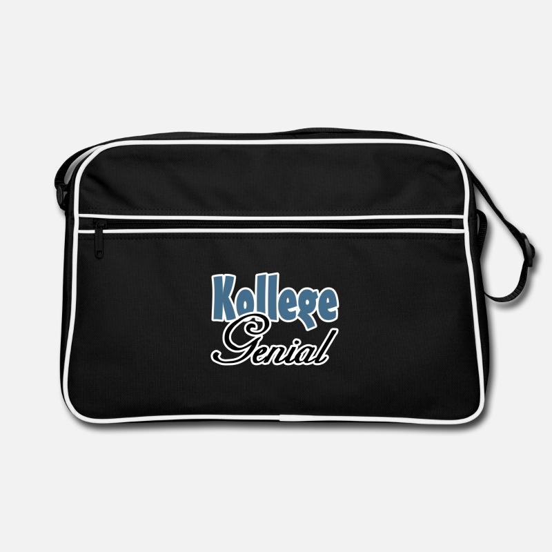 Kollege Genial Geschenk - Retro Tasche - Schwarz/Weiß