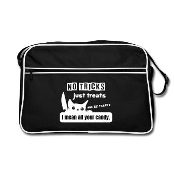 Pas d’astuces, juste des friandises pour chat Halloween - Sac Retro - noir/blanc - Devant