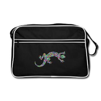 Gecko, Salamander, patterncontest - Retro Tasche - Schwarz/Weiß - Vorne
