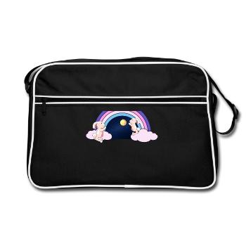 Rainbow Fantasy Rabbit Kids Moon Starry Sky - Retro Bag - black/white - Front