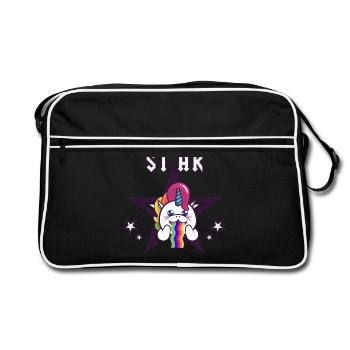 Star Unicorn Rainbow Vomit. Fille disco, garçon, bébé - Sac Retro - noir/blanc - Devant