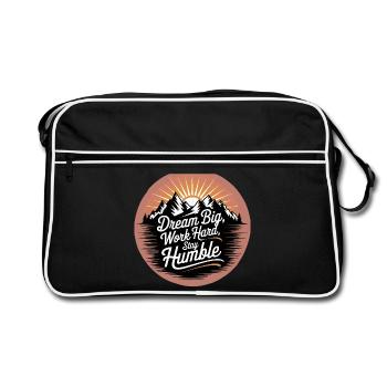 Dream Big, Work Hard, Stay Humble - Retro Tasche - Schwarz/Weiß - Vorne