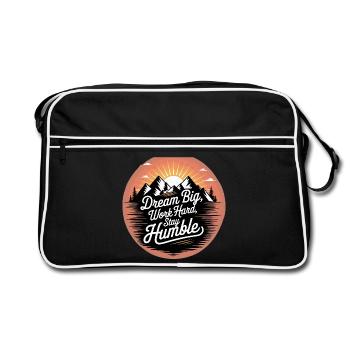 Dream Big, Work Hard, Stay Humble - Retro Tasche - Schwarz/Weiß - Vorne