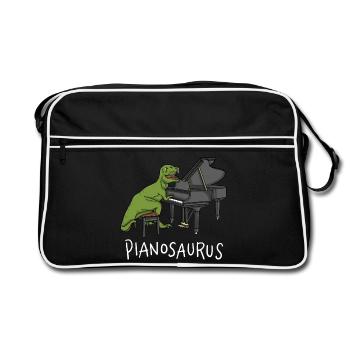 Pianosaurus Rex - Piano Playing Dinosaur - Retro Bag - black/white - Front