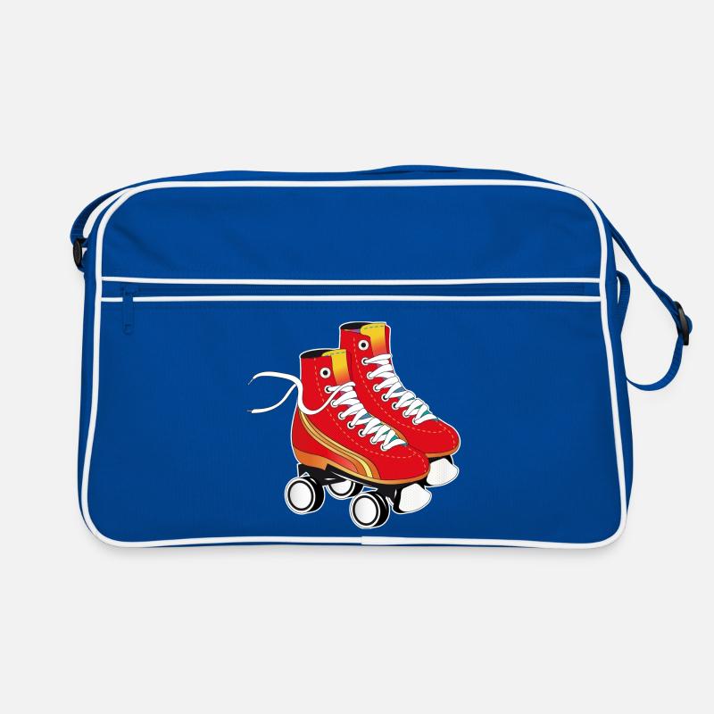 Ein Paar Rollschuhe in auffälligem Rot Retro Tasche