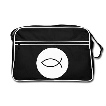 Jésus poisson noir blanc ichthys poisson poisson poisson - Sac Retro - noir/blanc - Devant