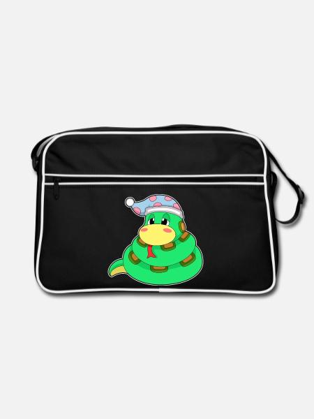 Snake Sleeping Nightcap - Retro Bag - black/white - Front