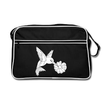 Oiseau butineur blanc - Sac Retro - noir/blanc - Devant