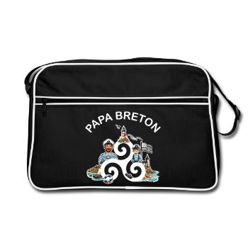 Papa Breton Triskèle et Drapeau de la Bretagne - Sac Retro - noir/blanc - Devant