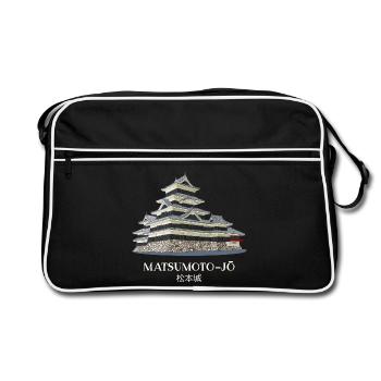 Matsumoto-jo Castle, Nagano, Japan Hand Drawing - Retro Bag - black/white - Front