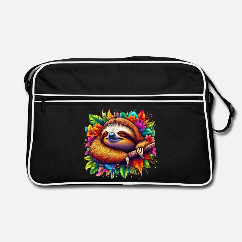 Faultier - Retro Tasche - Schwarz/Weiß