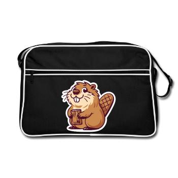 Mème de castor - Sac Retro - noir/blanc - Devant