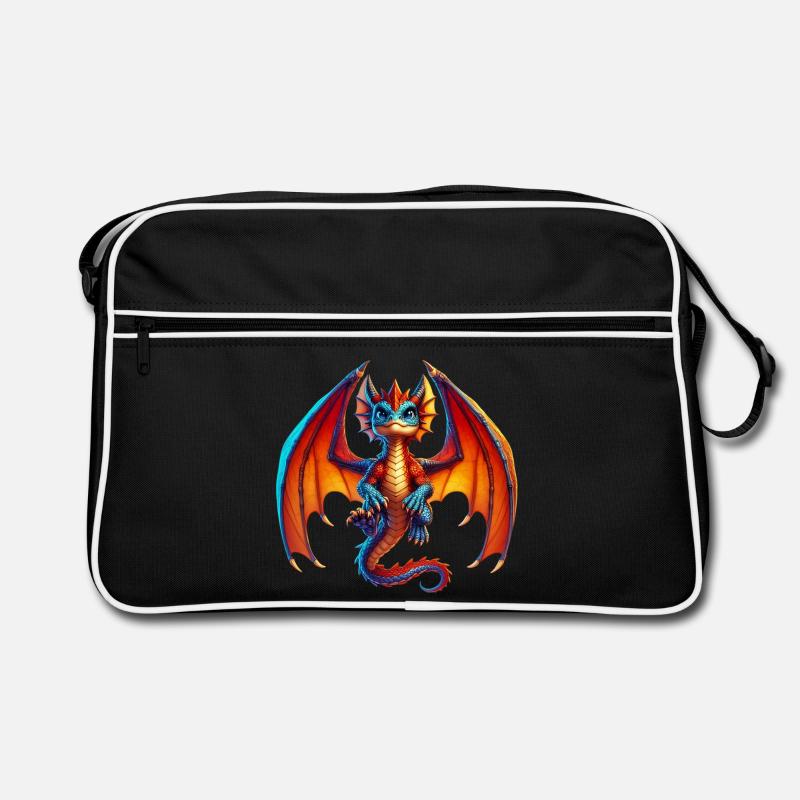 Drache - Retro Tasche - Schwarz/Weiß
