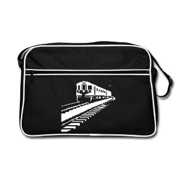 Railroad Pixel Art - Retro Bag - black/white - Front