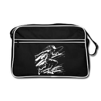 Läuferin Streetart - Retro Tasche - Schwarz/Weiß - Vorne