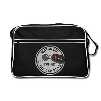 Pass auf, ich habe die Autoschlüssel - Retro Tasche - Schwarz/Weiß - Vorne