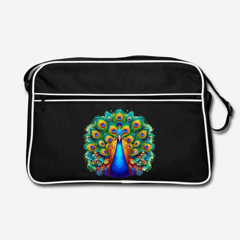 Pfau - Retro Tasche - Schwarz/Weiß