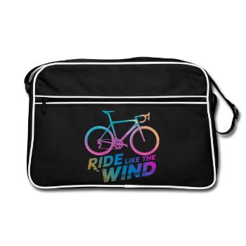 Gradient Fahrradfahrt Grafik - Retro Tasche - Schwarz/Weiß - Vorne
