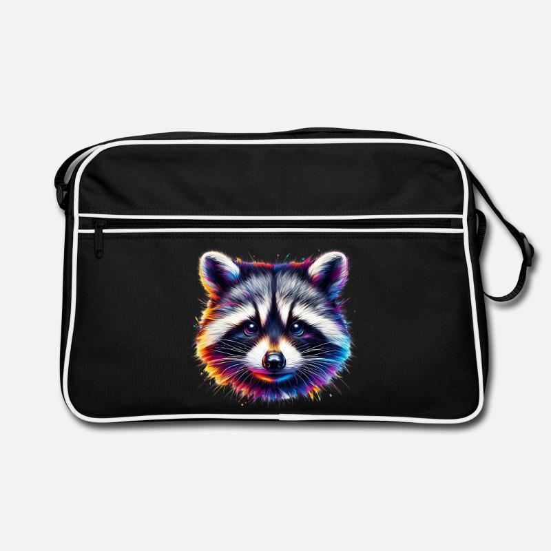 Waschbär - Retro Tasche - Schwarz/Weiß