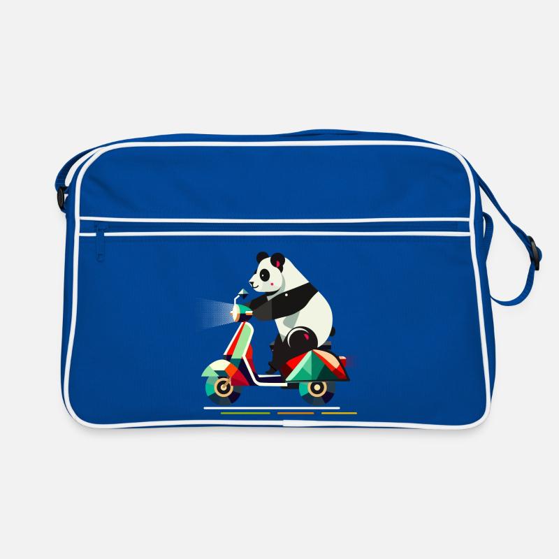niedlichere Panda auf einem farbenfrohen Roller Retro Tasche