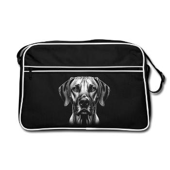 Tête de dridgeback rhodésien dans le style de dessin - Sac Retro - noir/blanc - Devant