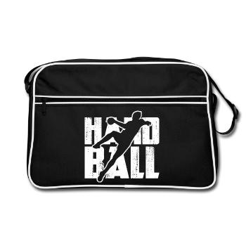 Lustiger Handball - Retro Tasche - Schwarz/Weiß - Vorne
