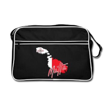 Drapeau de Malte, carte de Malte - Sac Retro - noir/blanc - Devant
