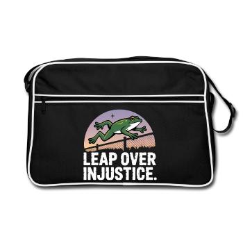 Leap over Justice - USA Frog T-Shirt - Retro Bag - black/white - Front