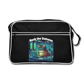 Hacker cat in the universe - Retro Bag - black/white - Front