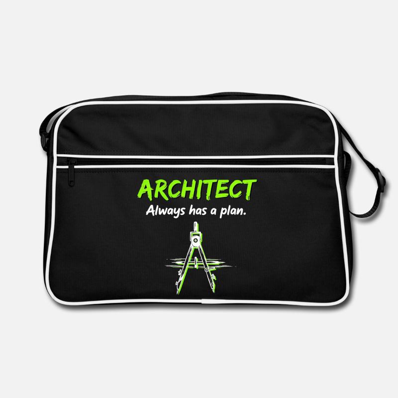Architektur Kompass Bauplan Architekt - Retro Tasche - Schwarz/Weiß