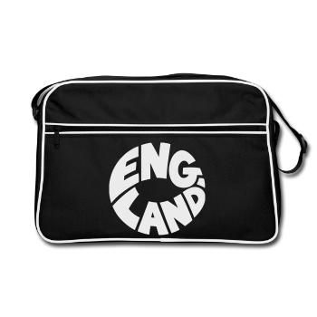 Engand Rundlogo Druckdesign - Retro Tasche - Schwarz/Weiß - Vorne