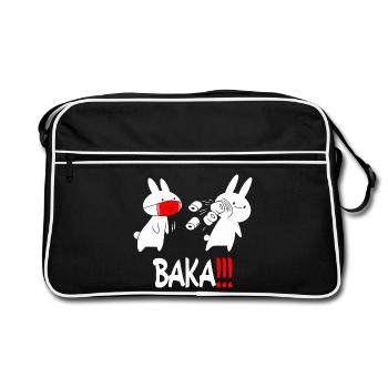 Baka Rabbit Slap Anime Funny Japanese Otaku - Retro Bag - black/white - Front
