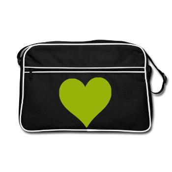 green heart green - Retro Bag - black/white - Front