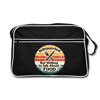 Introvertiert, aber redet gern über Essen - Retro Tasche - Schwarz/Weiß - Vorne
