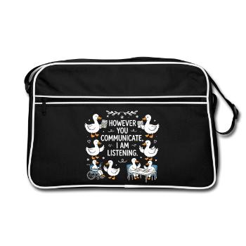 Peu importe votre voix, je reste à l'écoute - Sac Retro - noir/blanc - Devant