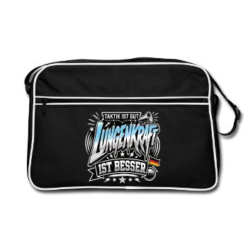 Taktik ist gut, Lungenkraft ist besser - Retro Tasche - Schwarz/Weiß - Vorne