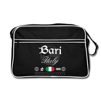Bari Italien Streetwear Reise Souvenir - Retro Tasche - Schwarz/Weiß - Vorne