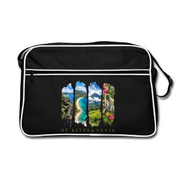Voyage à Saint-Christophe-Nevis – Île des Caraïbes et culture - Sac Retro - noir/blanc - Devant