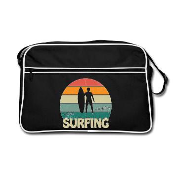 Surfing Sunset Man - Retro Tasche - Schwarz/Weiß - Vorne