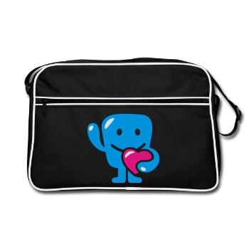 monster with heart - monster mit herz - Retro Bag - black/white - Front