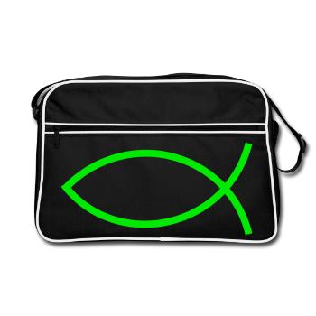 Jésus poisson vert Ichthys poisson poisson poisson poisson - Sac Retro - noir/blanc - Devant
