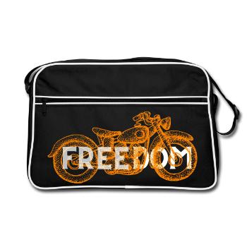 Motif orange de moto Freedom - Sac Retro - noir/blanc - Devant